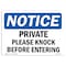 Signmission OSHA Notice, 3.5" Height, Private Please Knock Before Entering Sign, 5" X 3.5", Landscape OS-NS-D-35-L-17824 - alternate 1